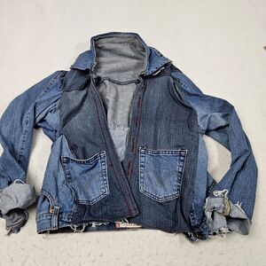 Upcycled Jean Jacket Denim Levis Patched Patched Unique Handmade Unique Open